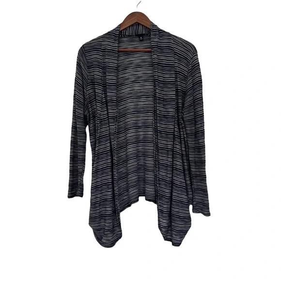 Torrid Womens Sweater Cardigan Knit Size Large Open Front Navy Stripes Waterfall - Picture 1 of 16